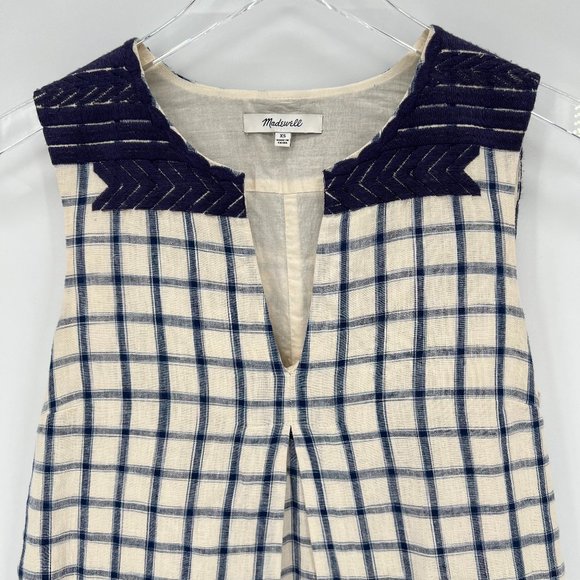 Madewell Embroidered Sunray Linen Blend Shirtdress A-Line Dress Check Size XS - Picture 3 of 13